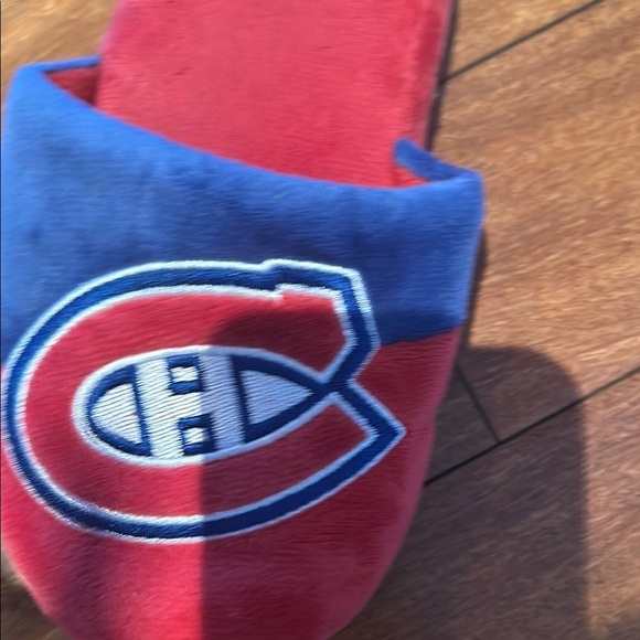 Red and Blue House Shoes with Montreal Canadiens Logo - Picture 2 of 3